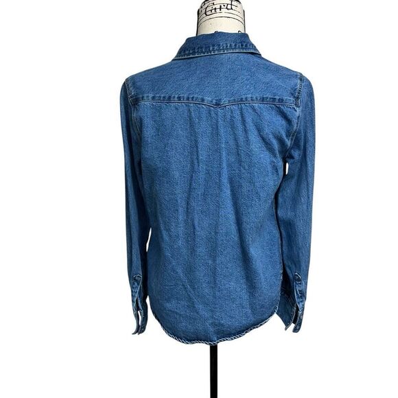 H&M Denim Pearl Snap Shirt Jacket, Small - Picture 4 of 11